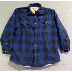 REDHEAD Mens XL Flannel Jacket Sherpa Lined Blue Buffalo Lumberjack Plaid